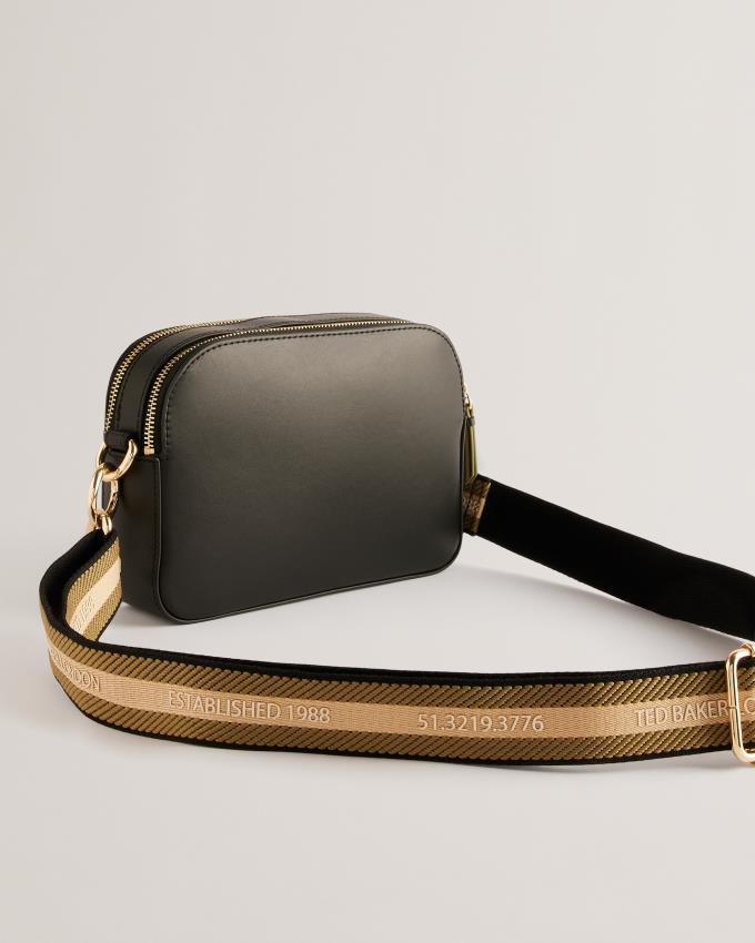 Sac Crossbody Ted Baker Branded Webbing Camera Noir Femme | BQR-89127258